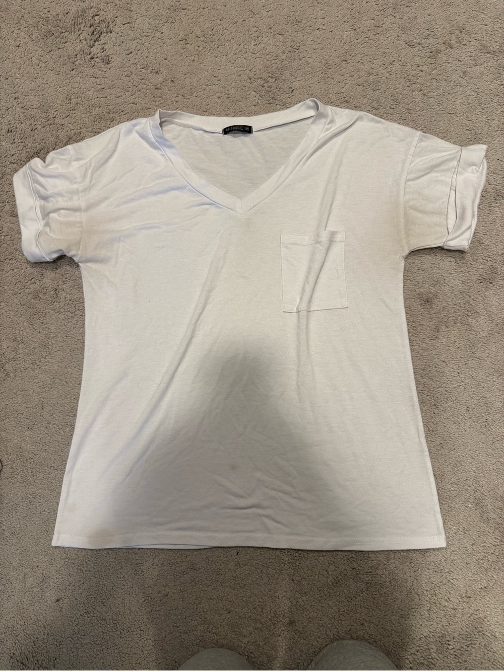 Women’s White V-Neck Pocket Tee by
